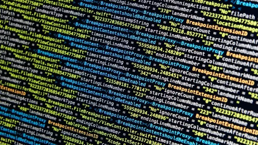 code on a computer screen